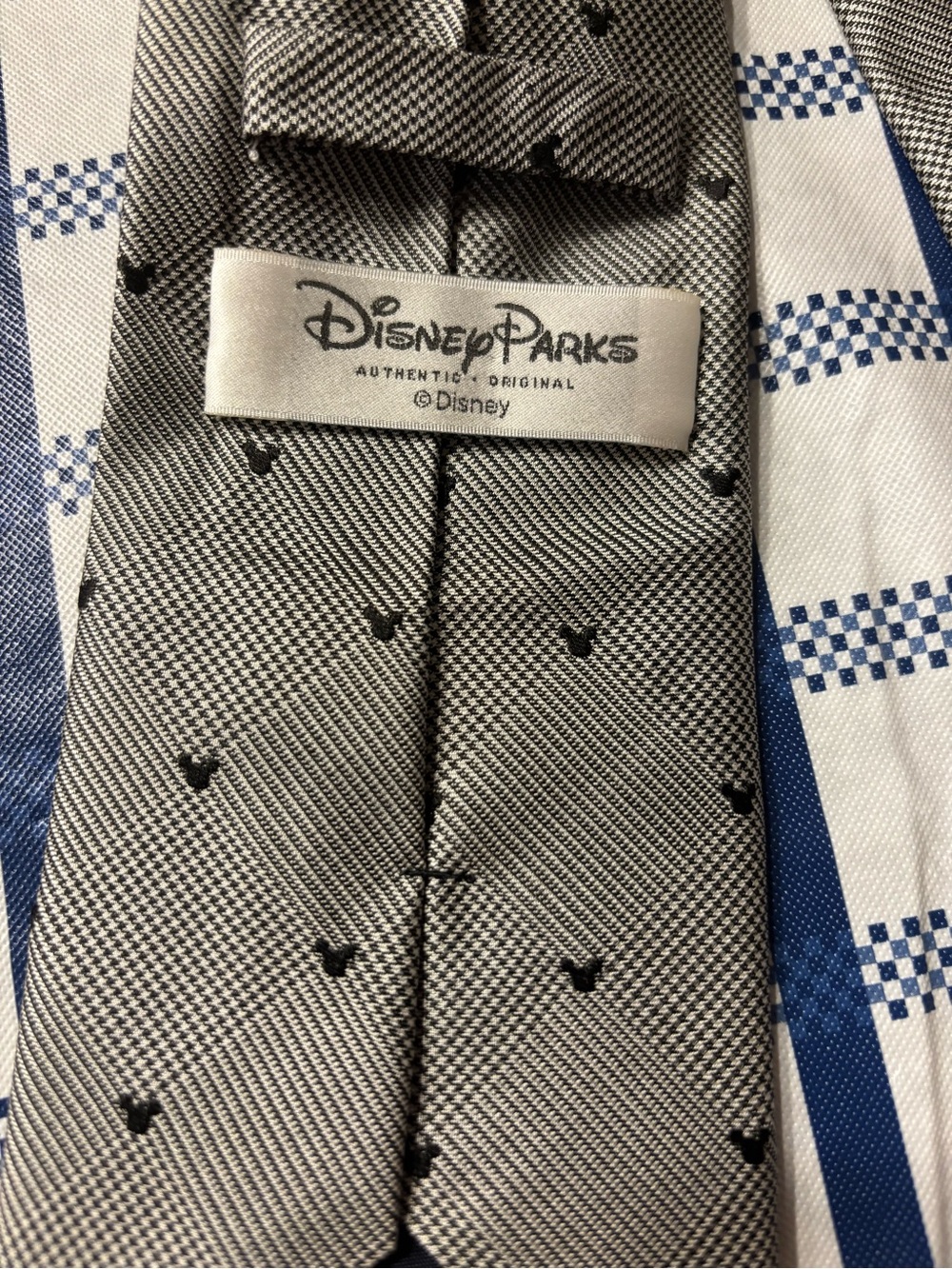 Disney Parks Men's Gray and Black Micro-Pattern Tie with Mickey Heads